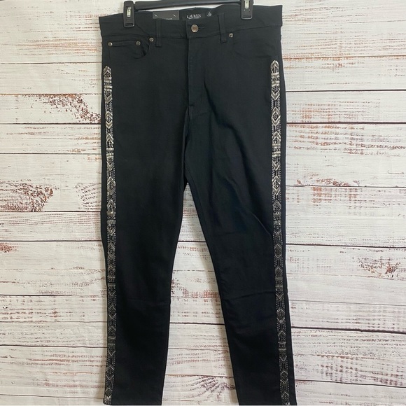Lauren Ralph Lauren black label high Rise size 12 super stretch skinny jeans nwt - Picture 2 of 9
